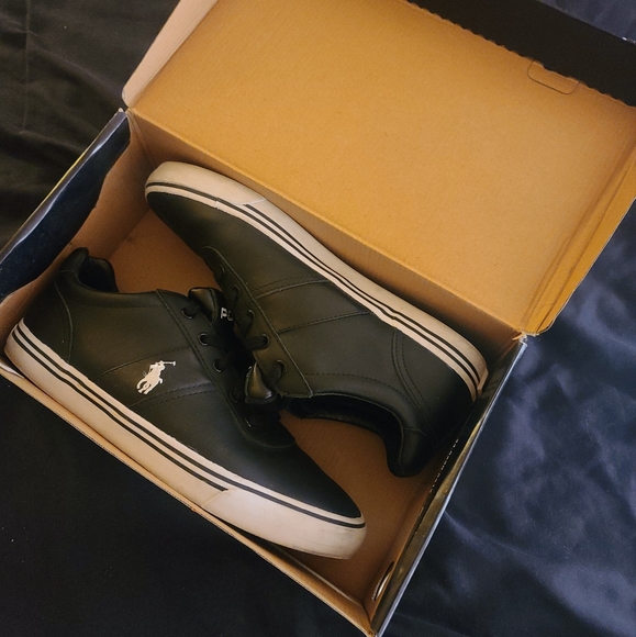 Polo by Ralph Lauren Hanford Trainers Shoes | Leather | Black/White | Size 11.5 - Picture 10 of 12